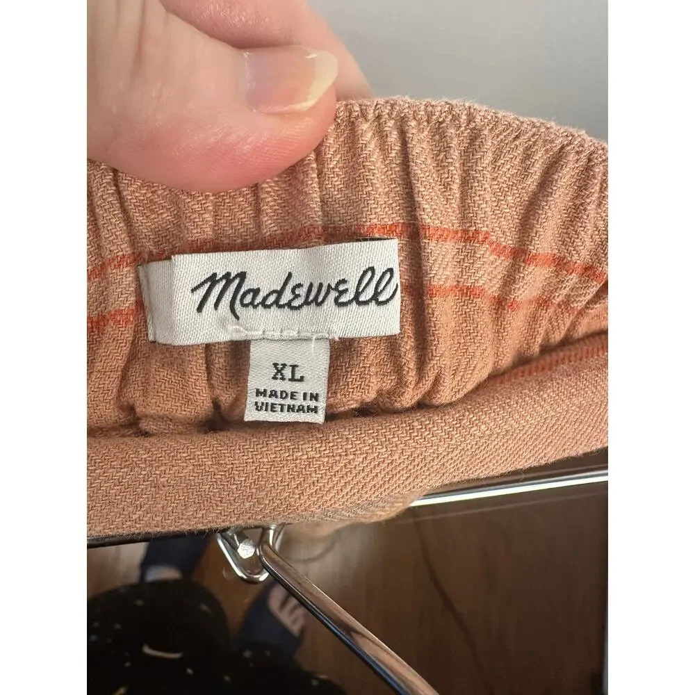 Madewell Clean Pull-On Shorts stripe pattern in an orange-multi colorway XL